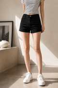 Aurele High-Waist Denim Shorts