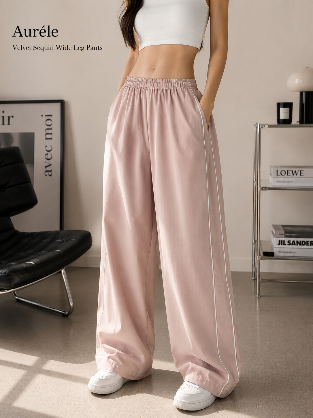 Auréle Velvet Sequin Wide Leg Pants