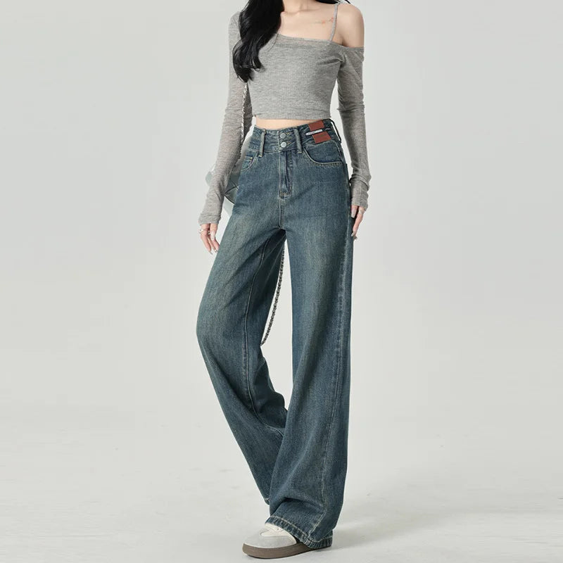 High Waist And Straight Leg Jeans