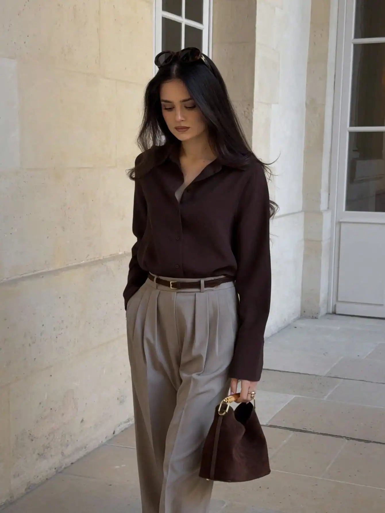All Season Women's Polo Collar Long Sleeve Blouse