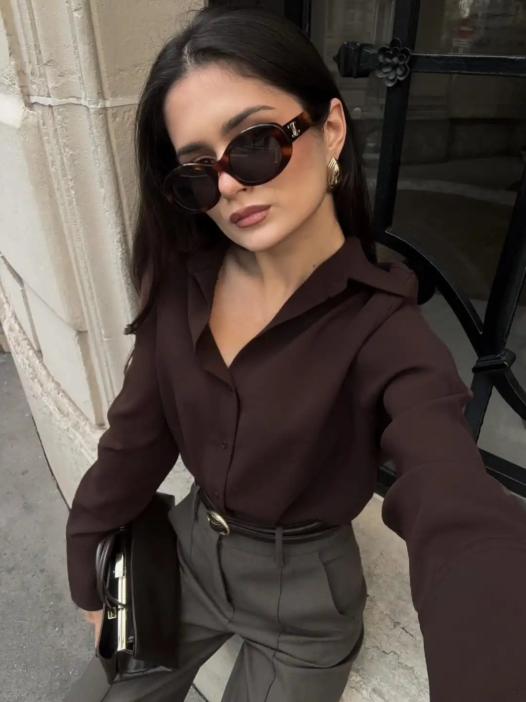 All Season Women's Polo Collar Long Sleeve Blouse