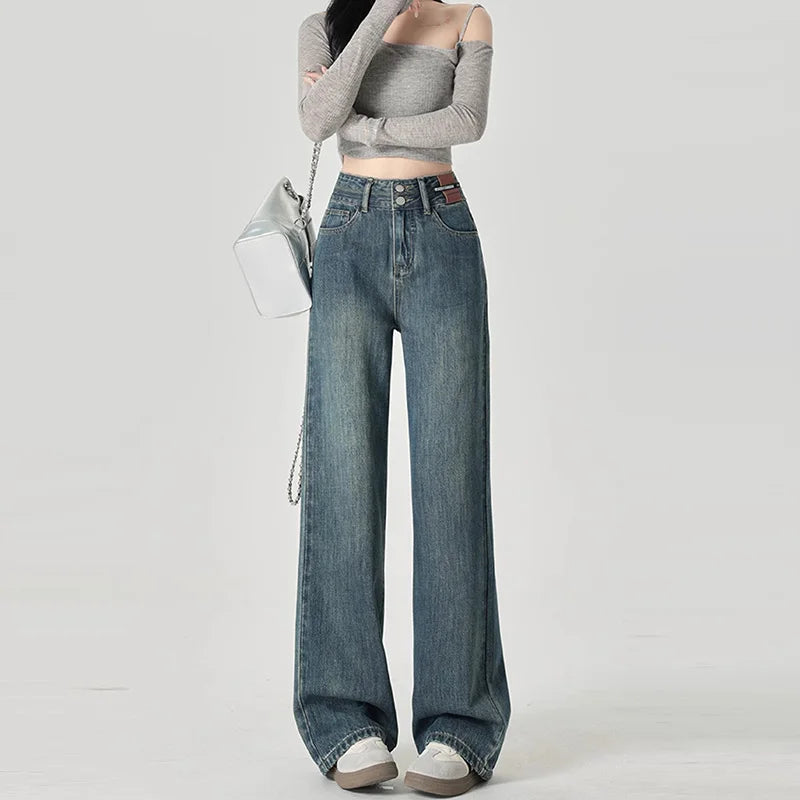 High Waist And Straight Leg Jeans